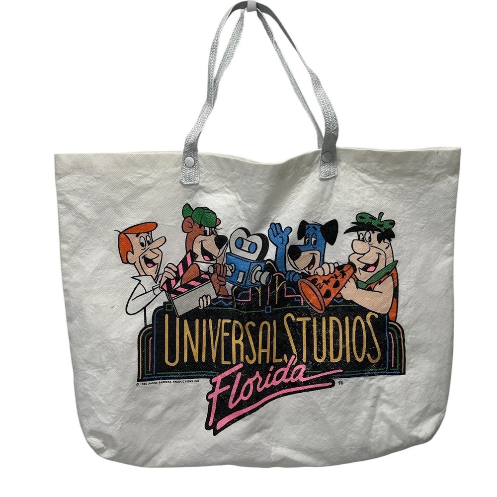 Vintage 1990 Universal Studios Florida Tote Bag Hanna Barbera Flintstones Jetson